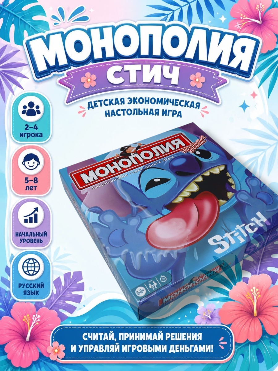 Настольная игра - Монополия для детей "Стич" YIWU-CHINA